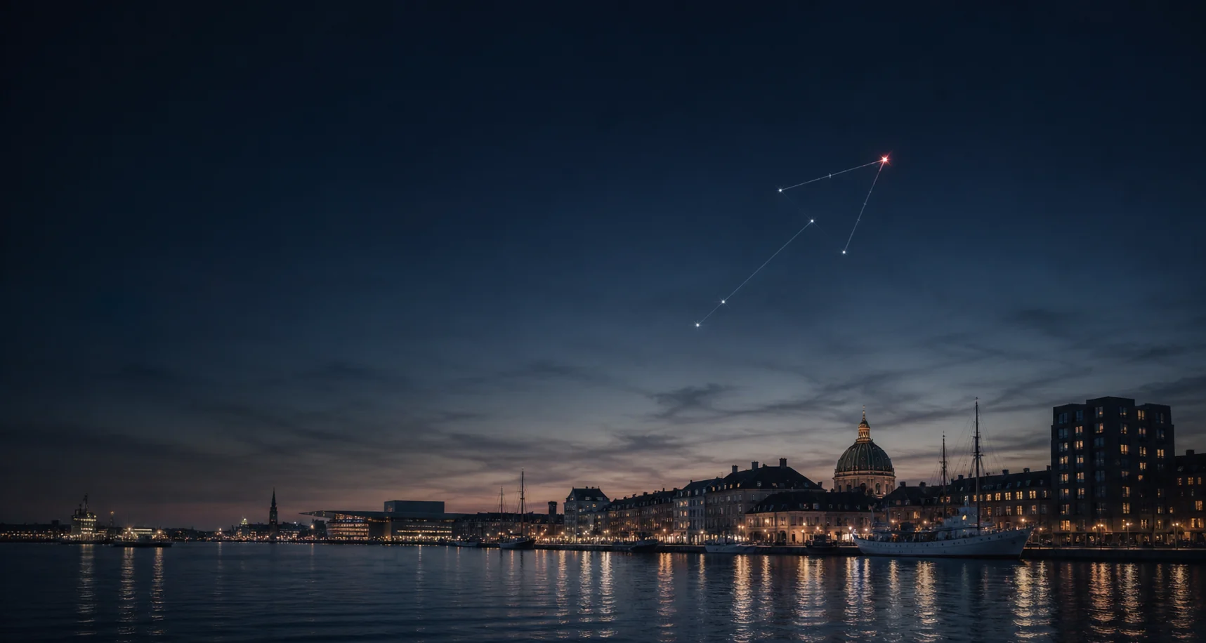 Copenhagen waterfront at dusk